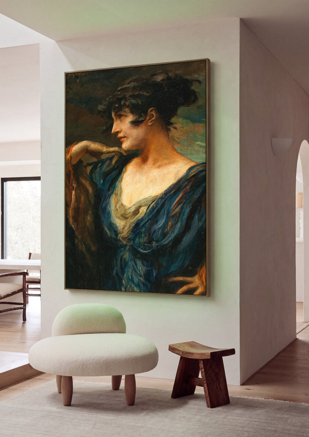 Quadro Decorativo A Dama de Azul - Leopold Schmutzler em ambiente decorado