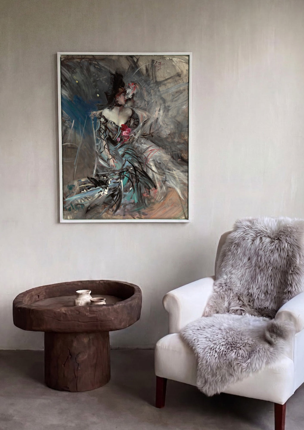 Quadro Decorativo A Mulher de Preto – Boldini em ambiente decorado