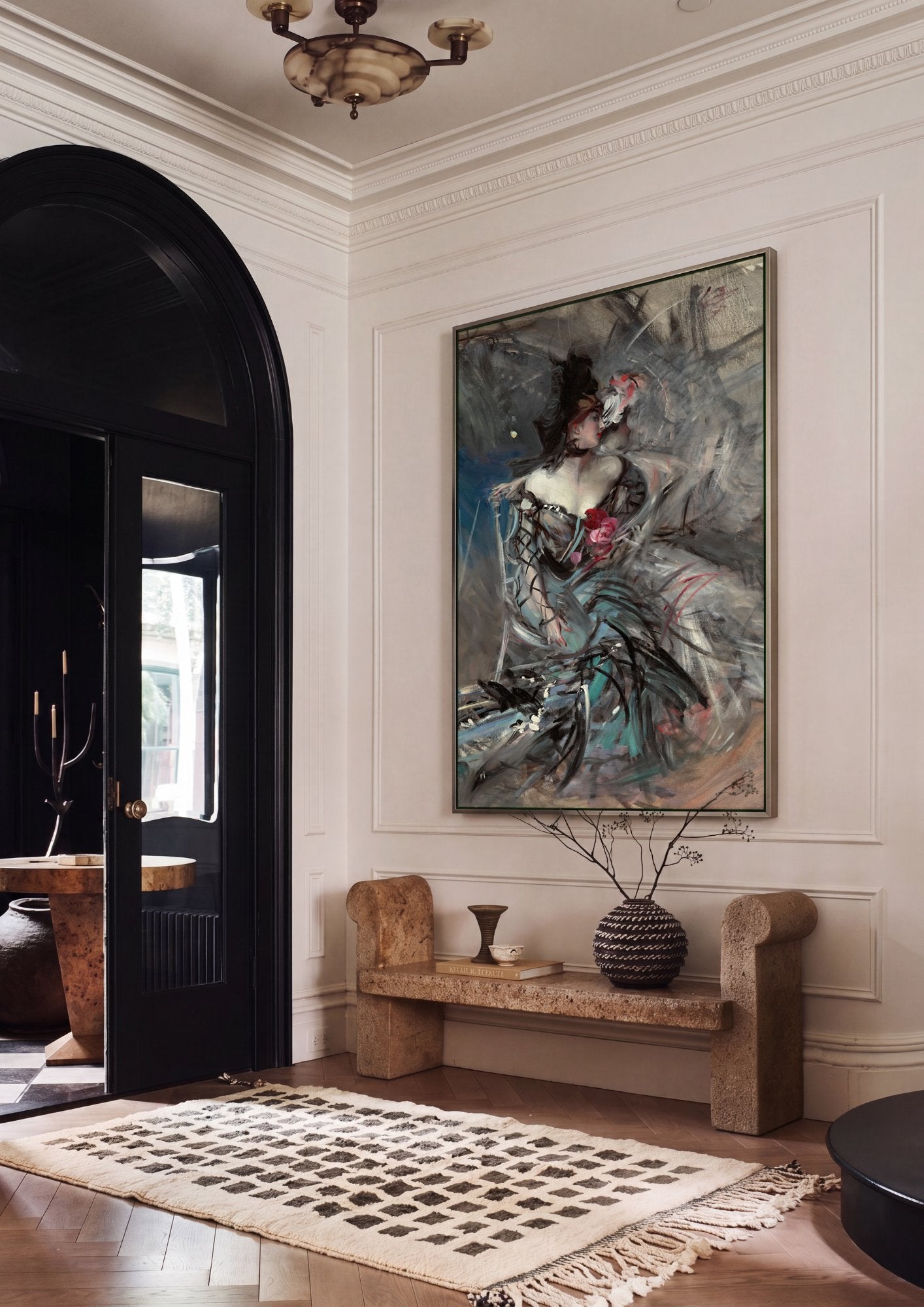 Quadro Decorativo A Mulher de Preto – Boldini em ambiente decorado