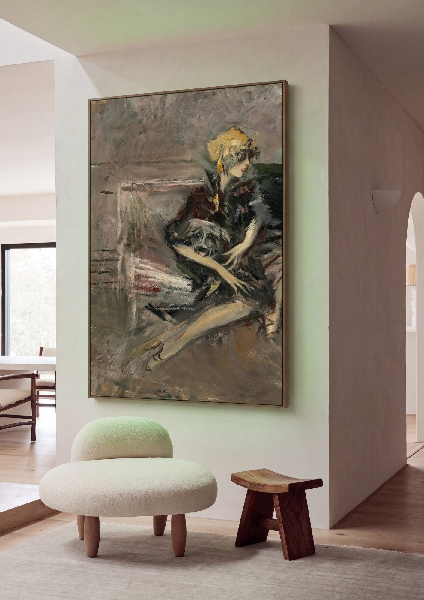 Quadro Decorativo Dama com Cachorro - Boldini em ambiente decorado