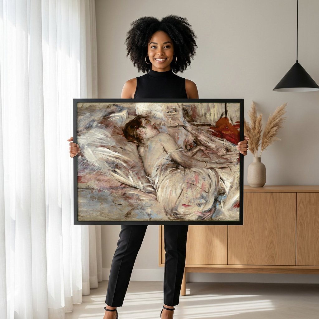 Quadro Decorativo A Dama Adormecida - Boldini com modelo em ambiente