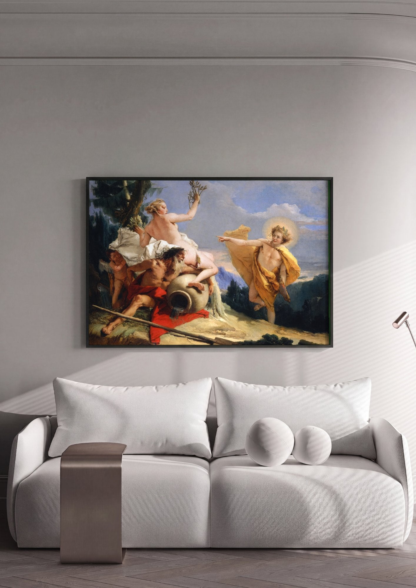 Quadro Decorativo Apolo e Dafne - Tiepolo em ambiente decorado