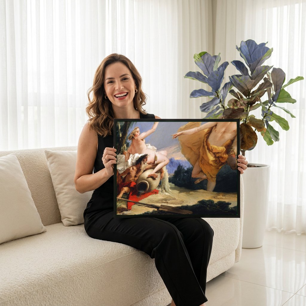 Quadro Decorativo Apolo e Dafne - Tiepolo com modelo em ambiente