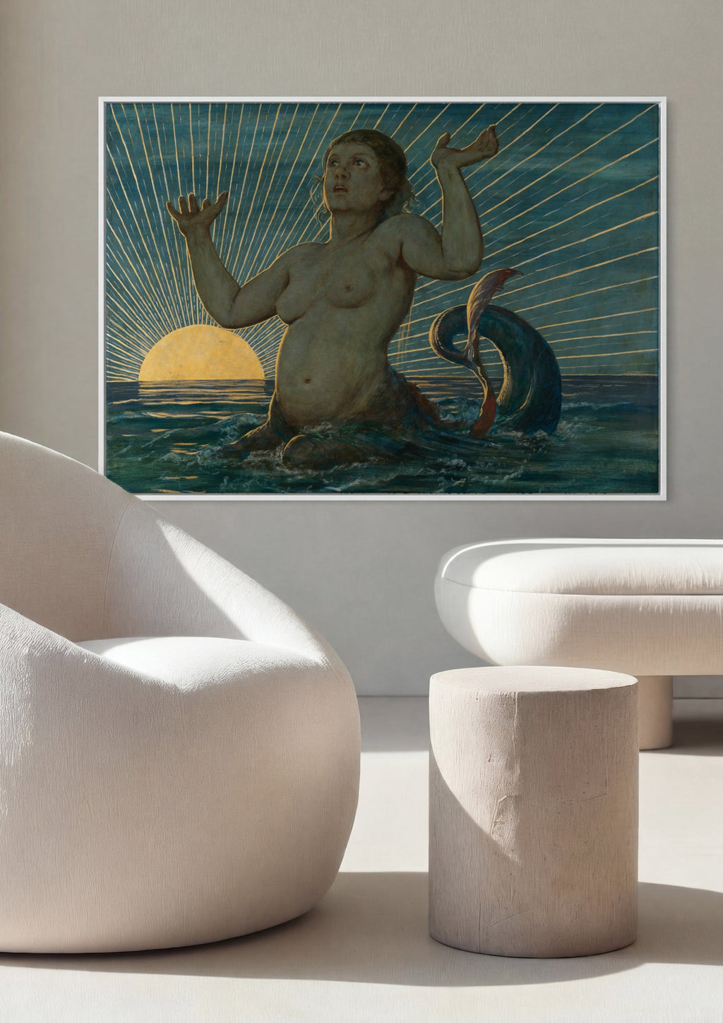 Quadro Decorativo A Sereia - Hans Thoma em ambiente decorado
