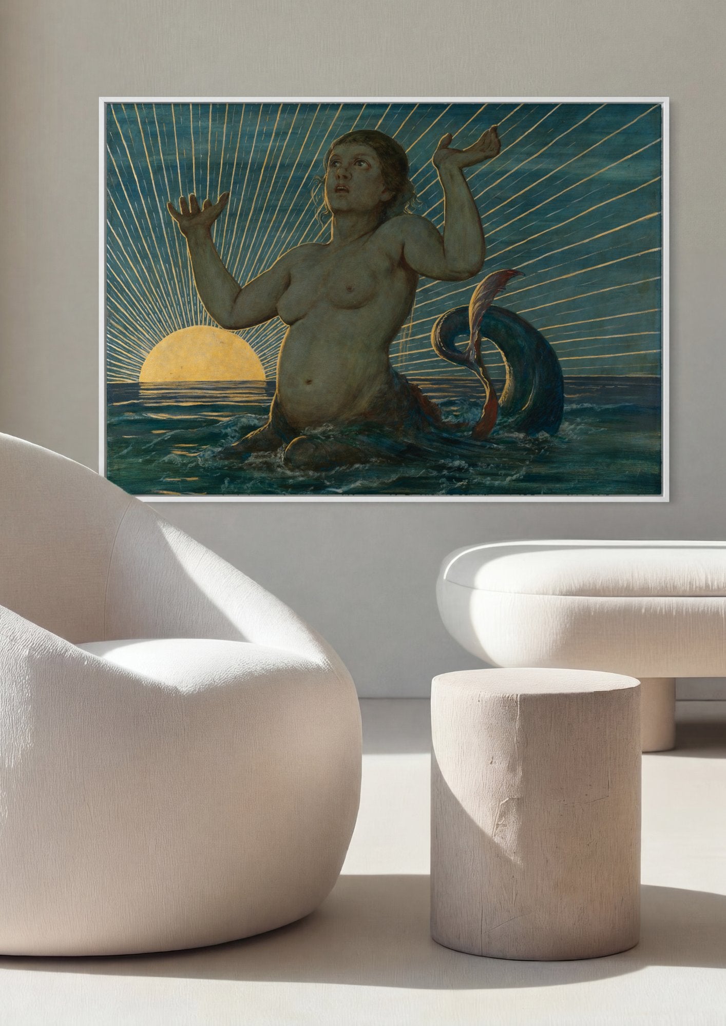 Quadro Decorativo A Sereia - Hans Thoma em ambiente decorado