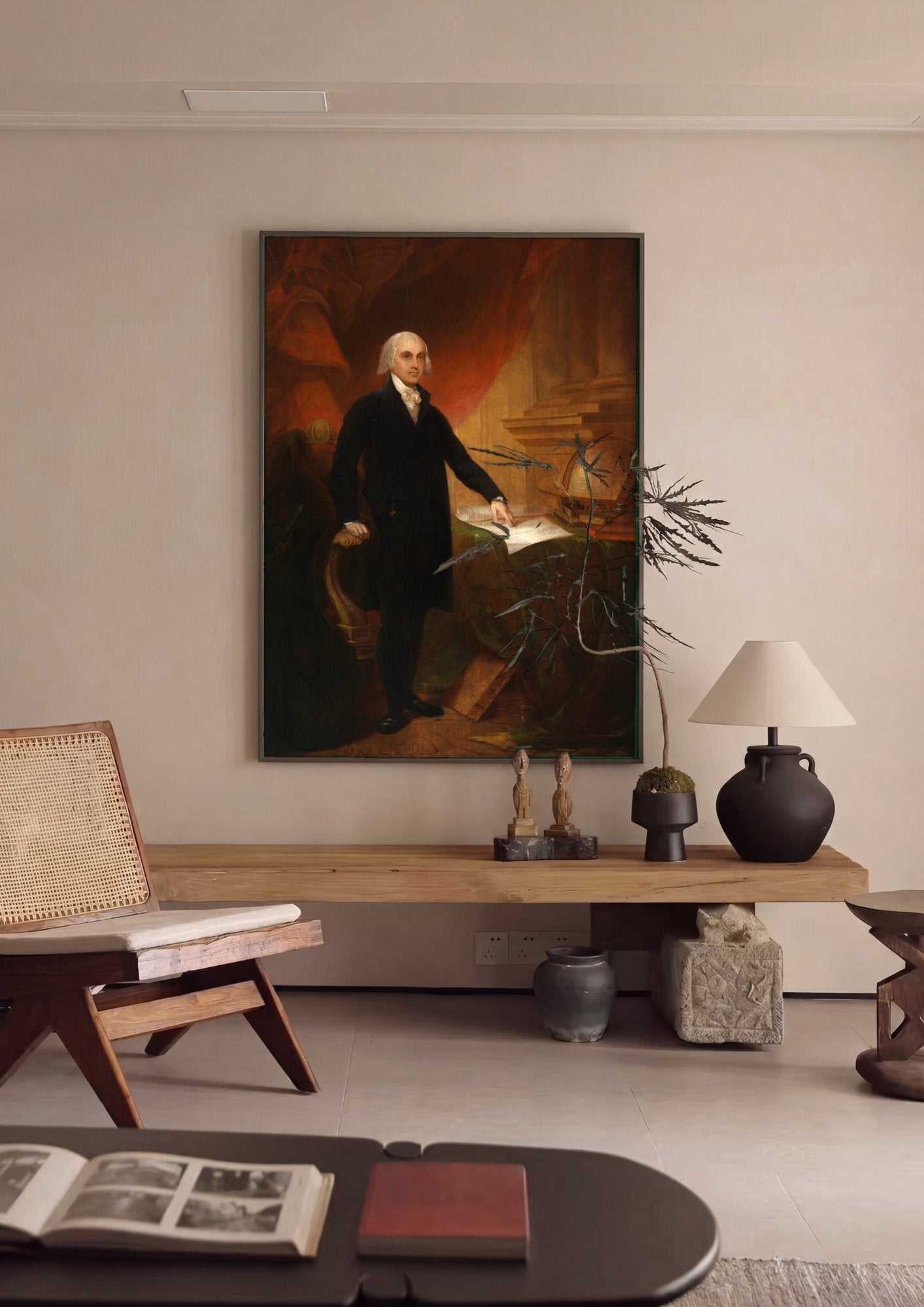Quadro Decorativo de James Madison - Thomas Sully em ambiente decorado