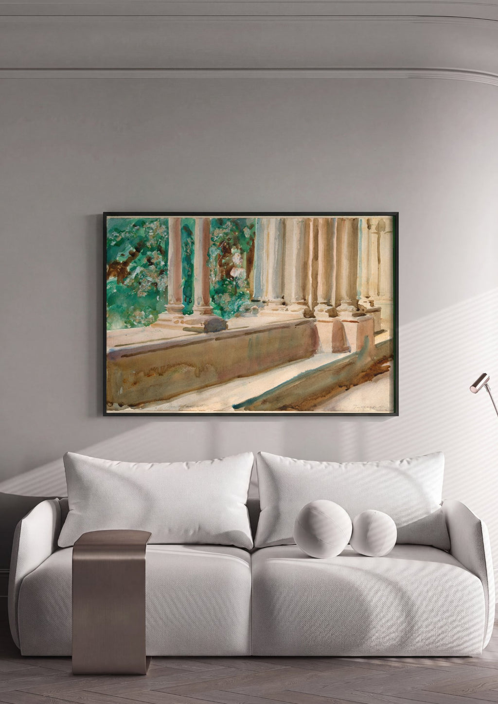 Quadro Decorativo Jardins e Colunas Romanas - John Singer Sargent em ambiente decorado