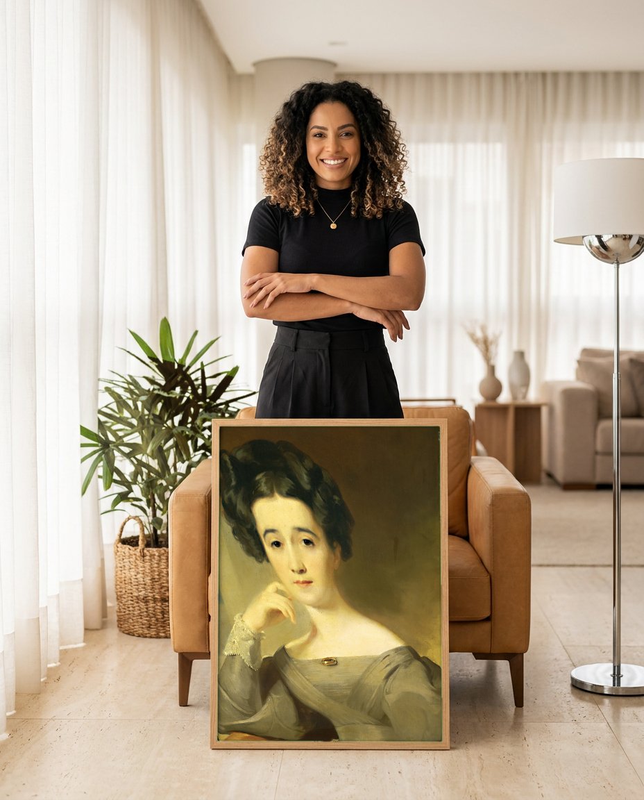 Quadro Decorativo Retrato Feminino - Thomas Sully com modelo em ambiente