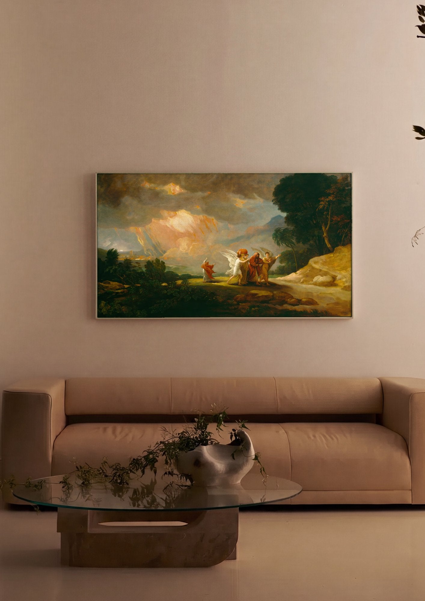 Quadro Decorativo A Destruição de Sodoma e Gomorra - Benjamin West em ambiente decorado