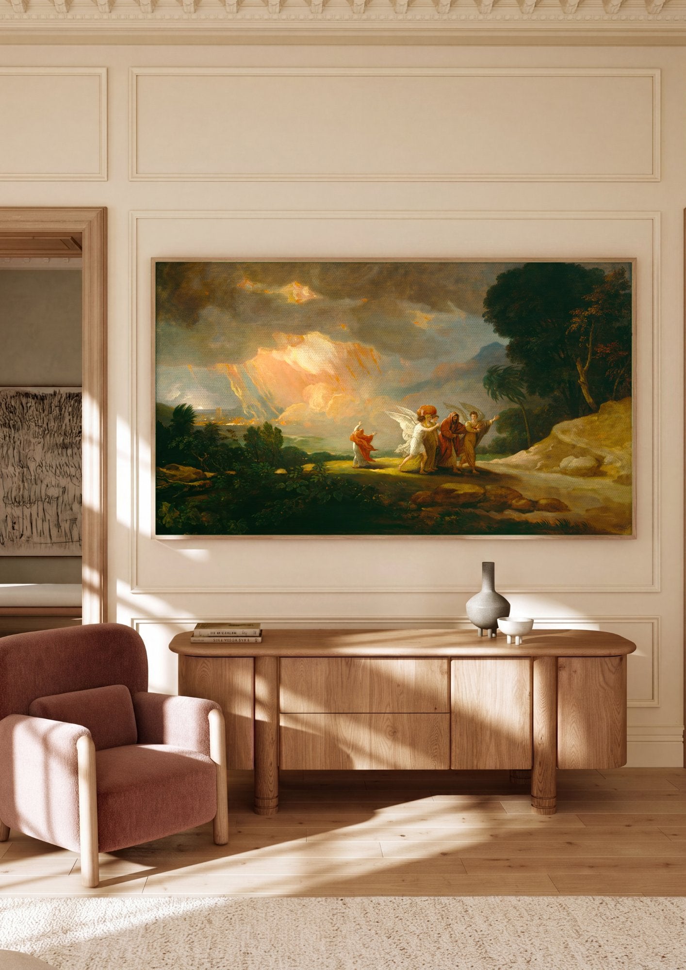 Quadro Decorativo A Destruição de Sodoma e Gomorra - Benjamin West em ambiente decorado
