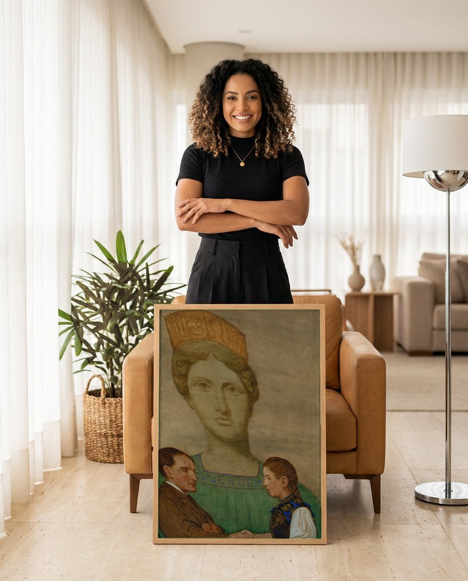 Quadro Decorativo A Terra - Hans Thoma com modelo em ambiente