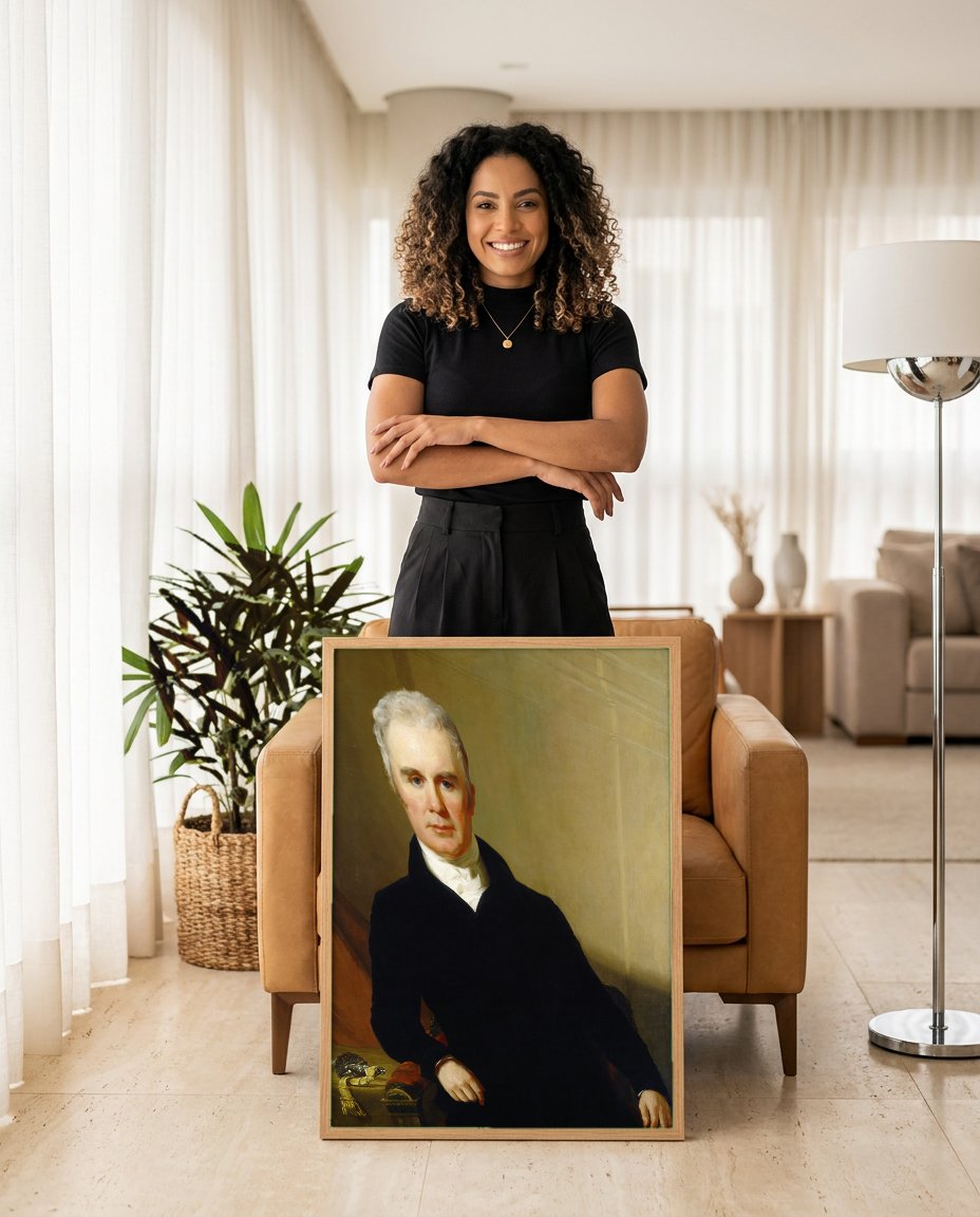 Quadro Decorativo: Retrato de Homem - Thomas Sully com modelo em ambiente