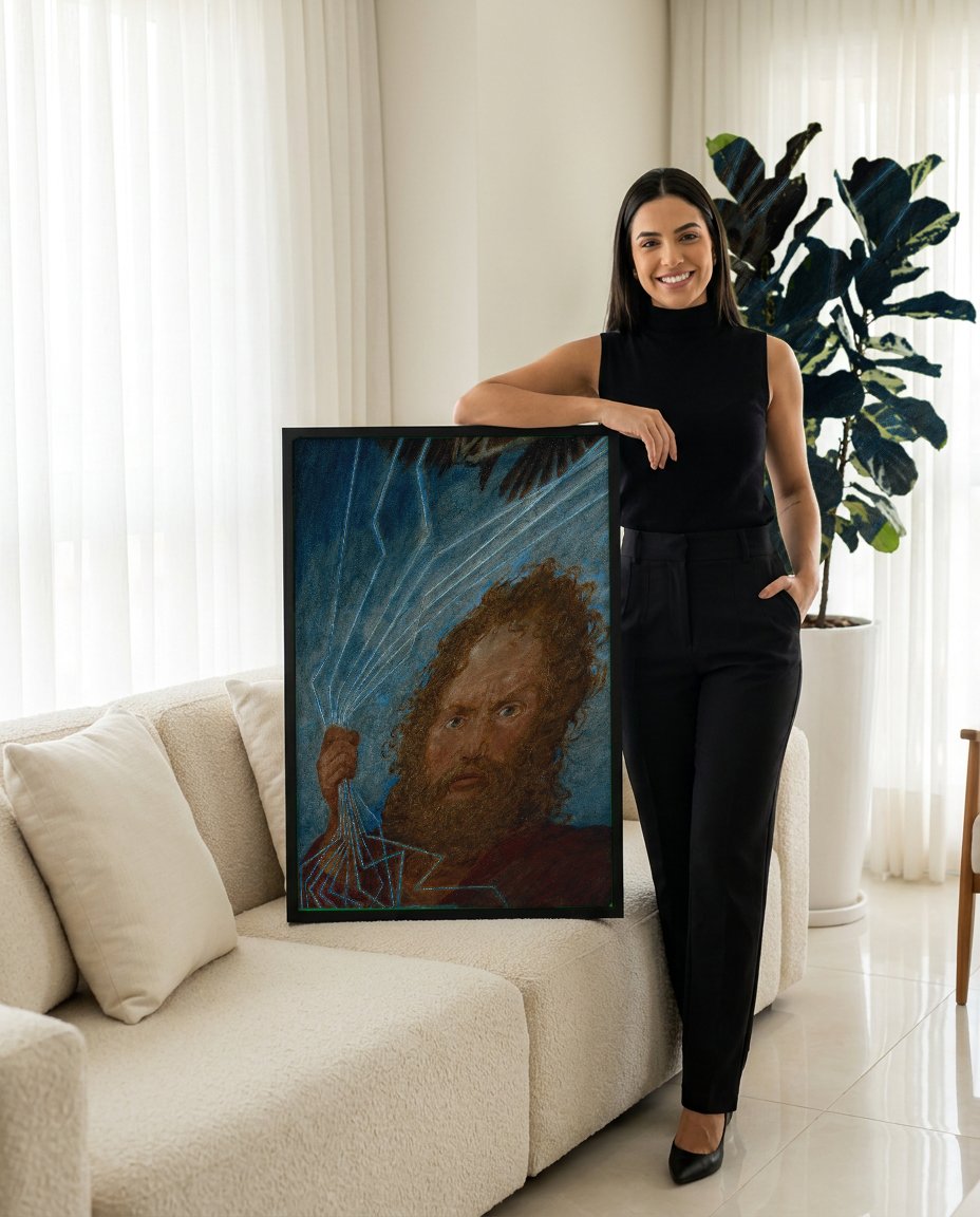 Quadro Decorativo Júpiter - Hans Thoma com modelo em ambiente