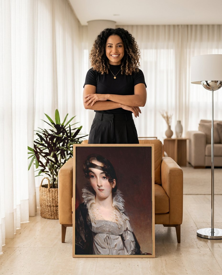 Quadro Decorativo Retrato Feminino - Thomas Sully com modelo em ambiente