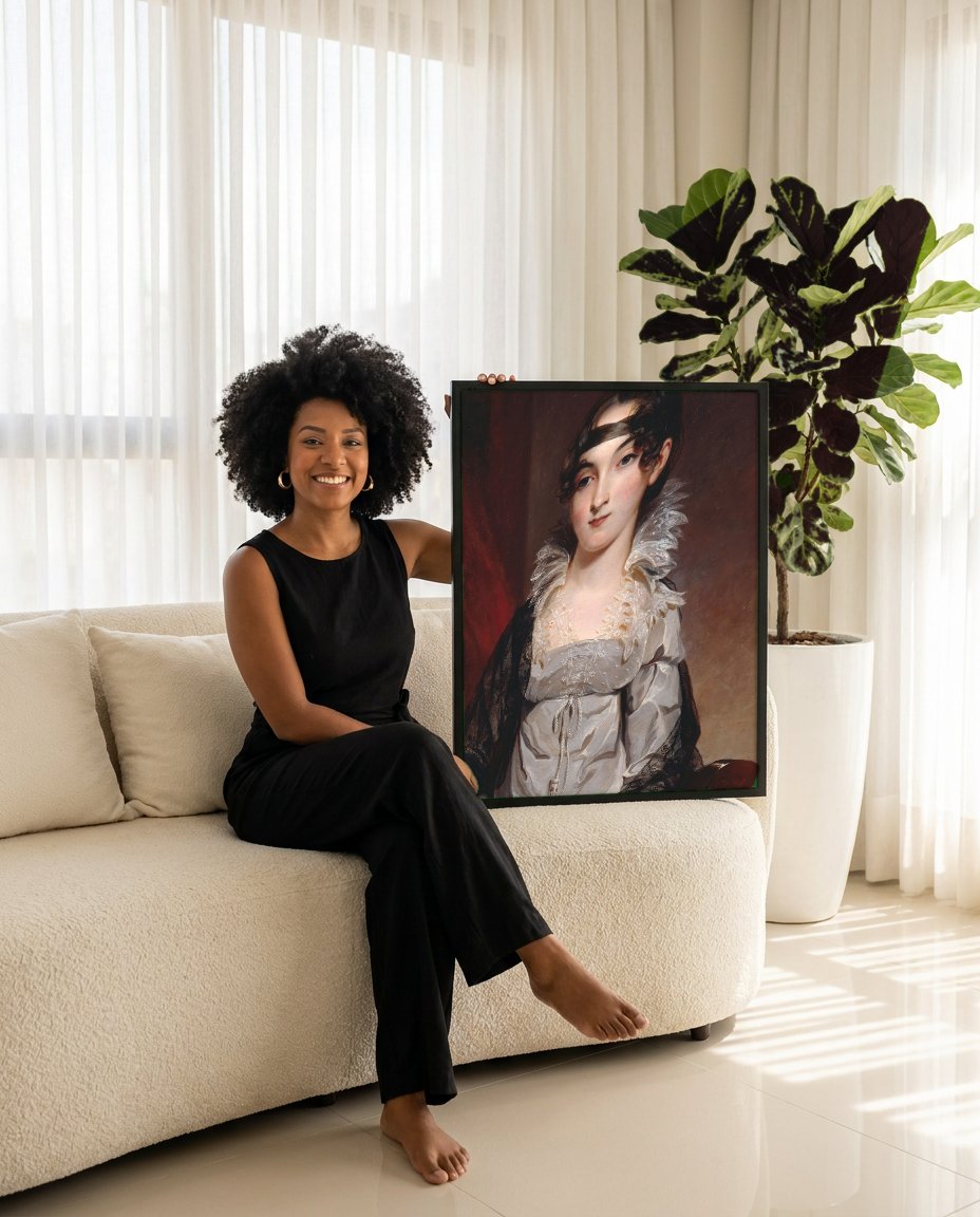 Quadro Decorativo Retrato Feminino - Thomas Sully com modelo em ambiente