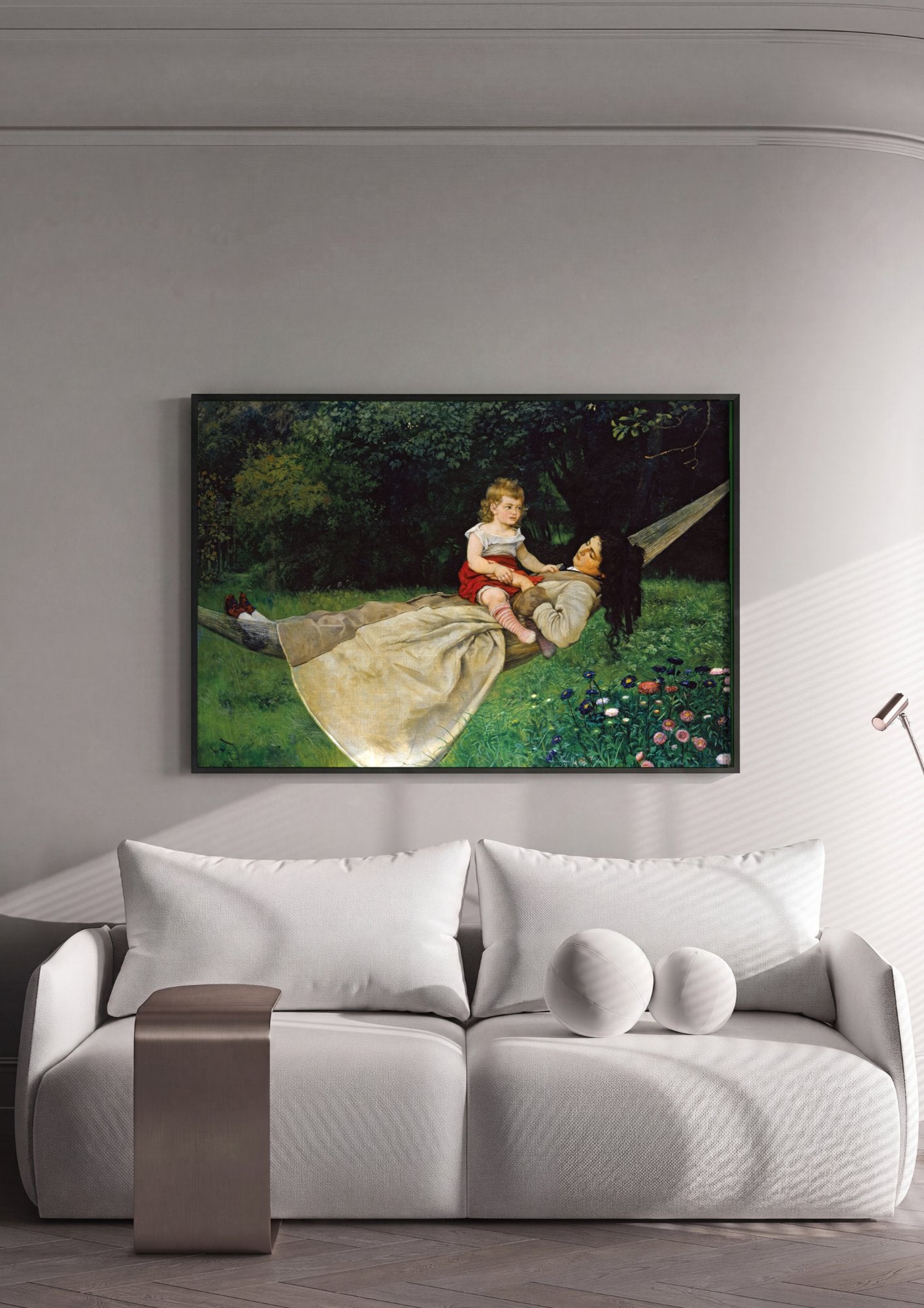 Quadro Decorativo A Rede - Hans Thoma em ambiente decorado