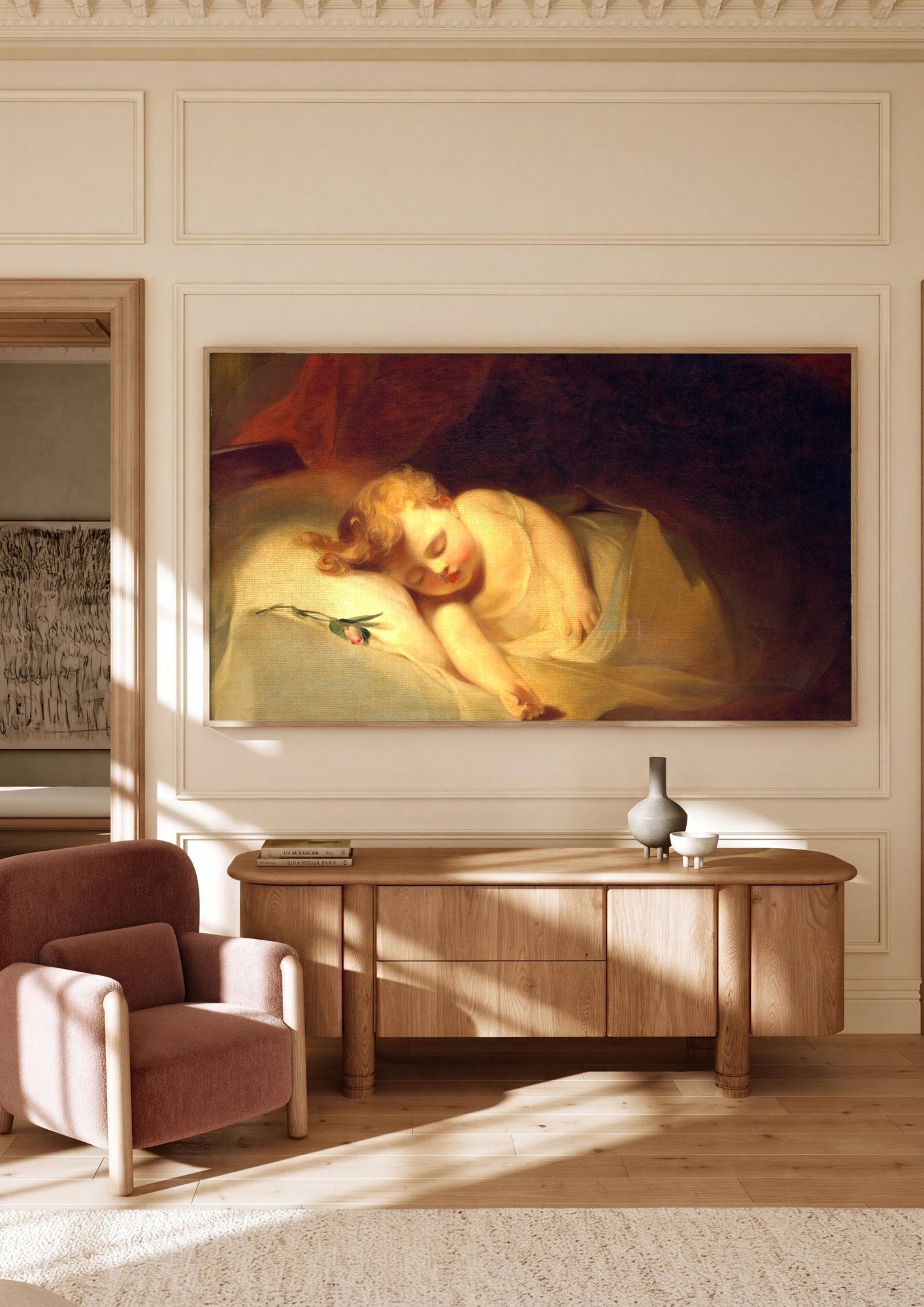 Quadro Decorativo Criança Dormindo - Thomas Sully em ambiente decorado
