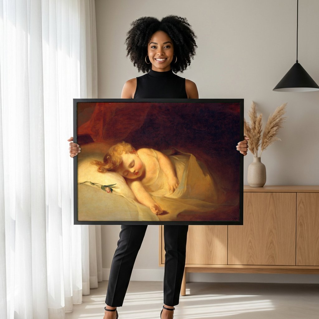 Quadro Decorativo Criança Dormindo - Thomas Sully com modelo em ambiente