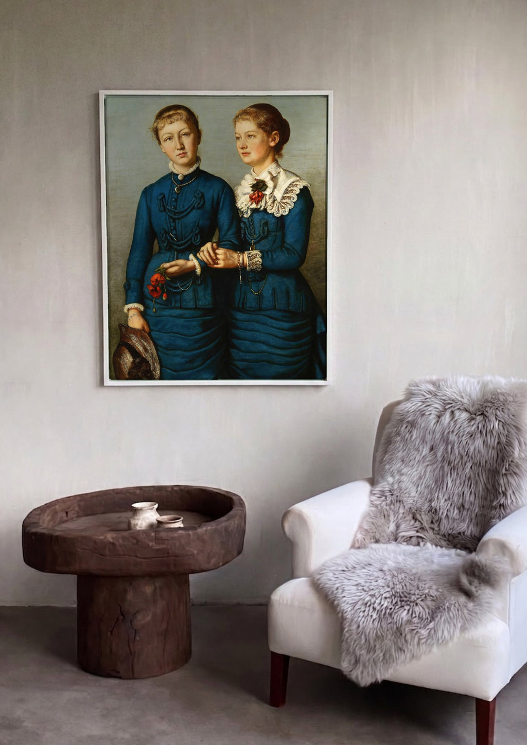 Quadro Decorativo Duas Irmãs - Hans Thoma em ambiente decorado