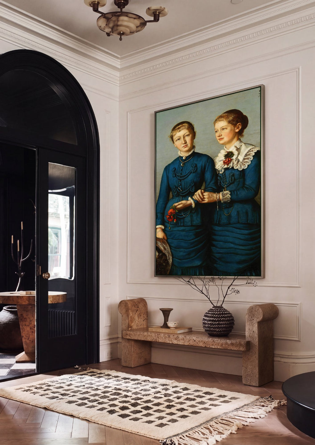 Quadro Decorativo Duas Irmãs - Hans Thoma em ambiente decorado