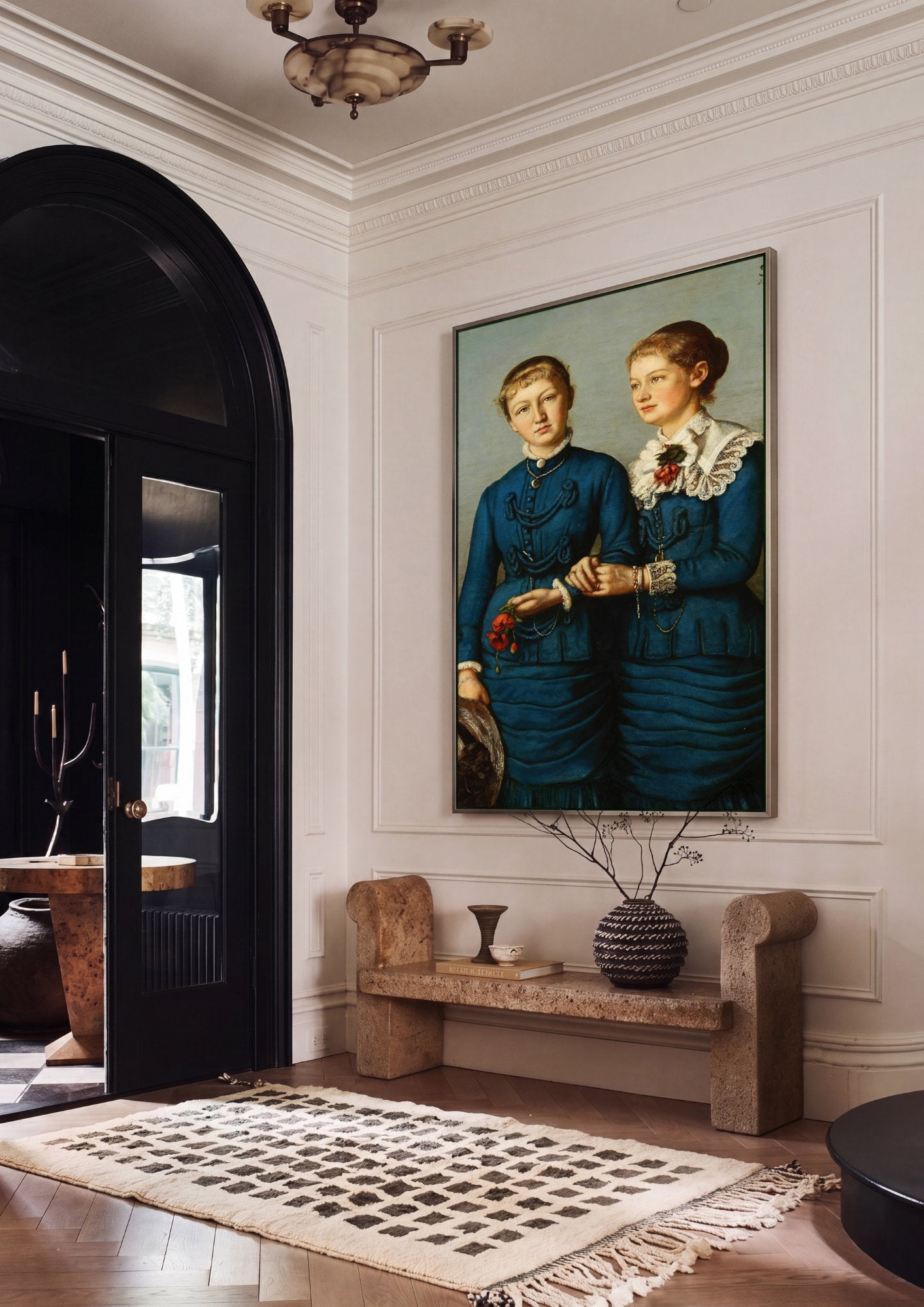 Quadro Decorativo Duas Irmãs - Hans Thoma em ambiente decorado