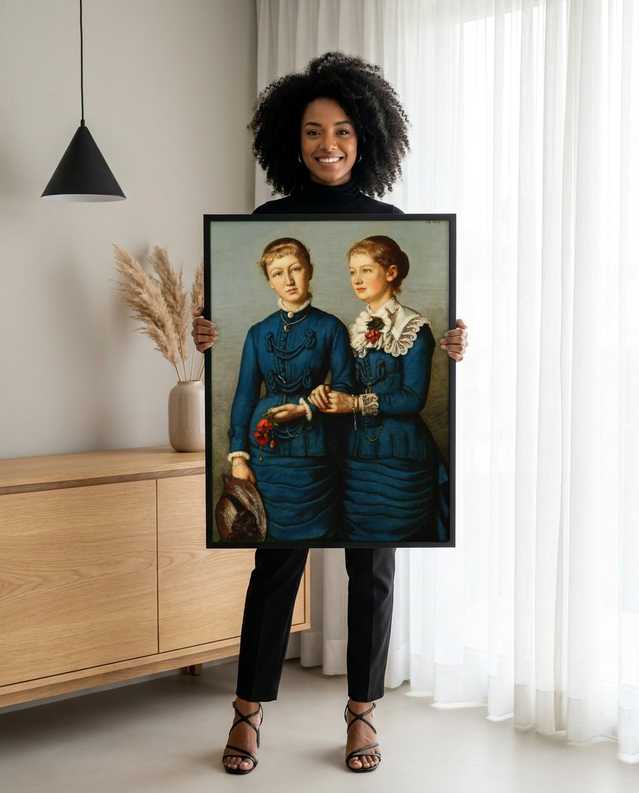 Quadro Decorativo Duas Irmãs - Hans Thoma com modelo em ambiente