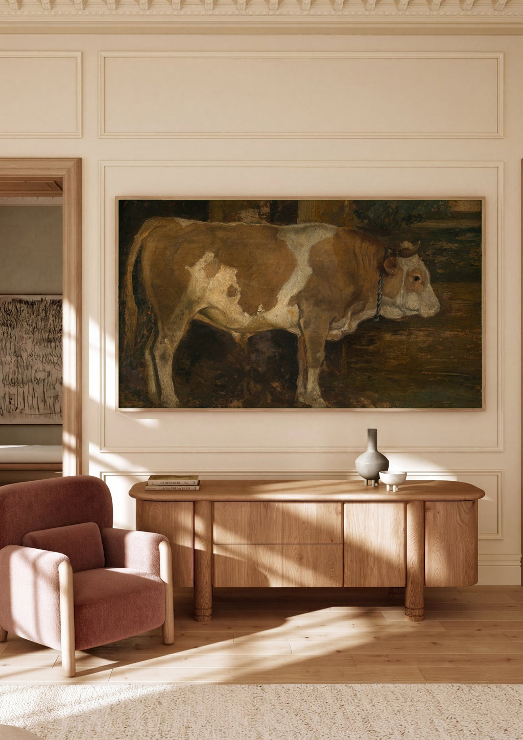 Quadro Decorativo Vaca - Hans Thoma em ambiente decorado