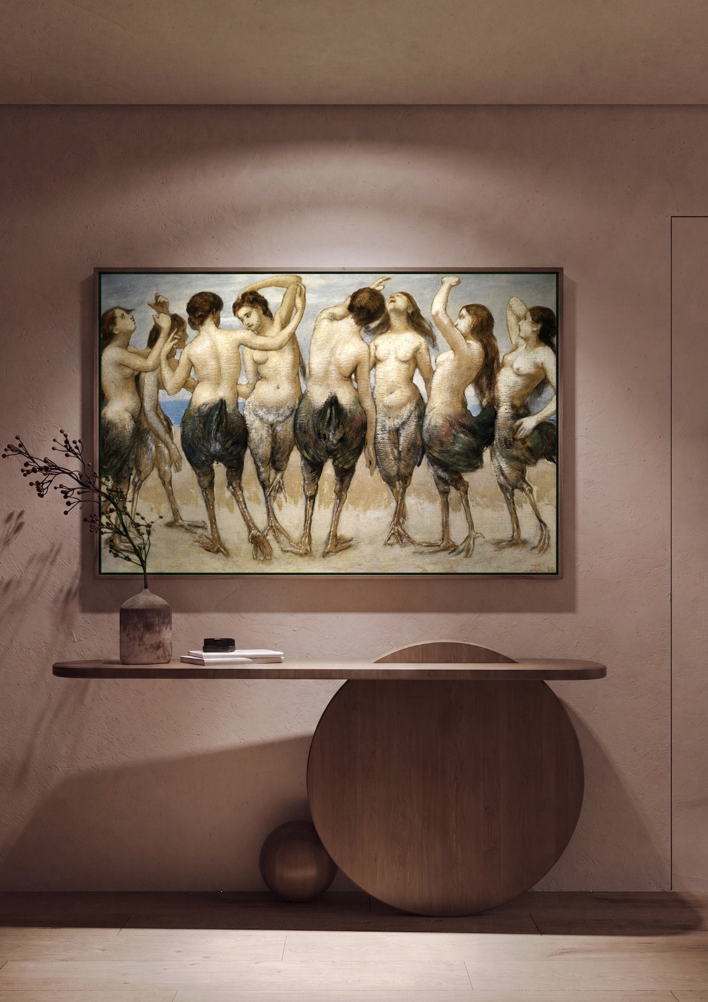 Quadro Decorativo Ninfas de Hans Thoma em ambiente decorado