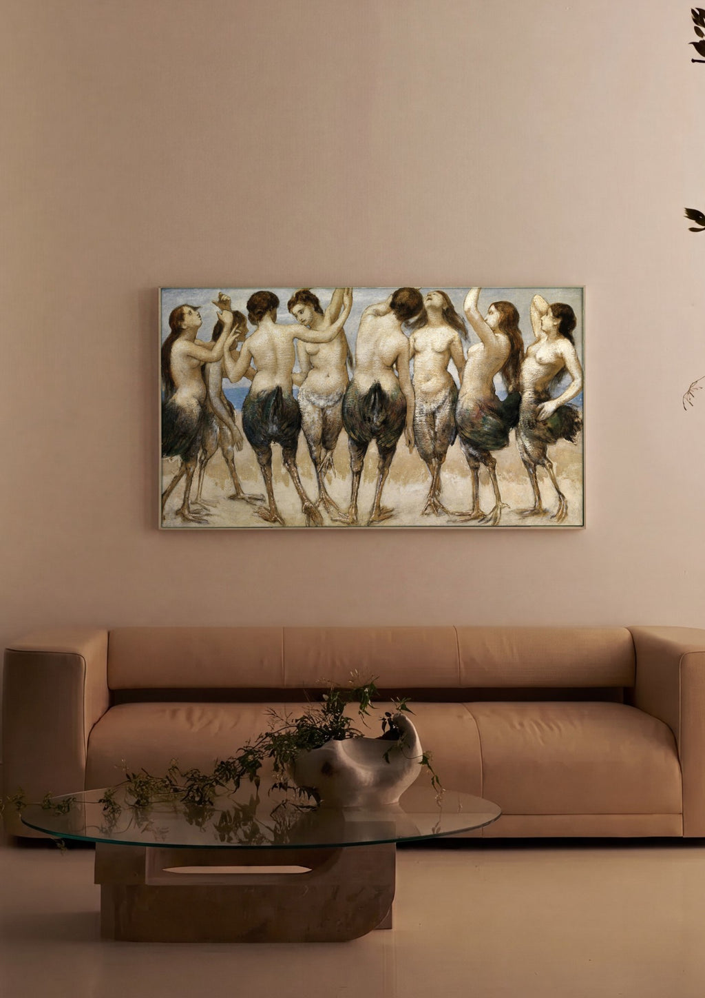 Quadro Decorativo Ninfas de Hans Thoma em ambiente decorado