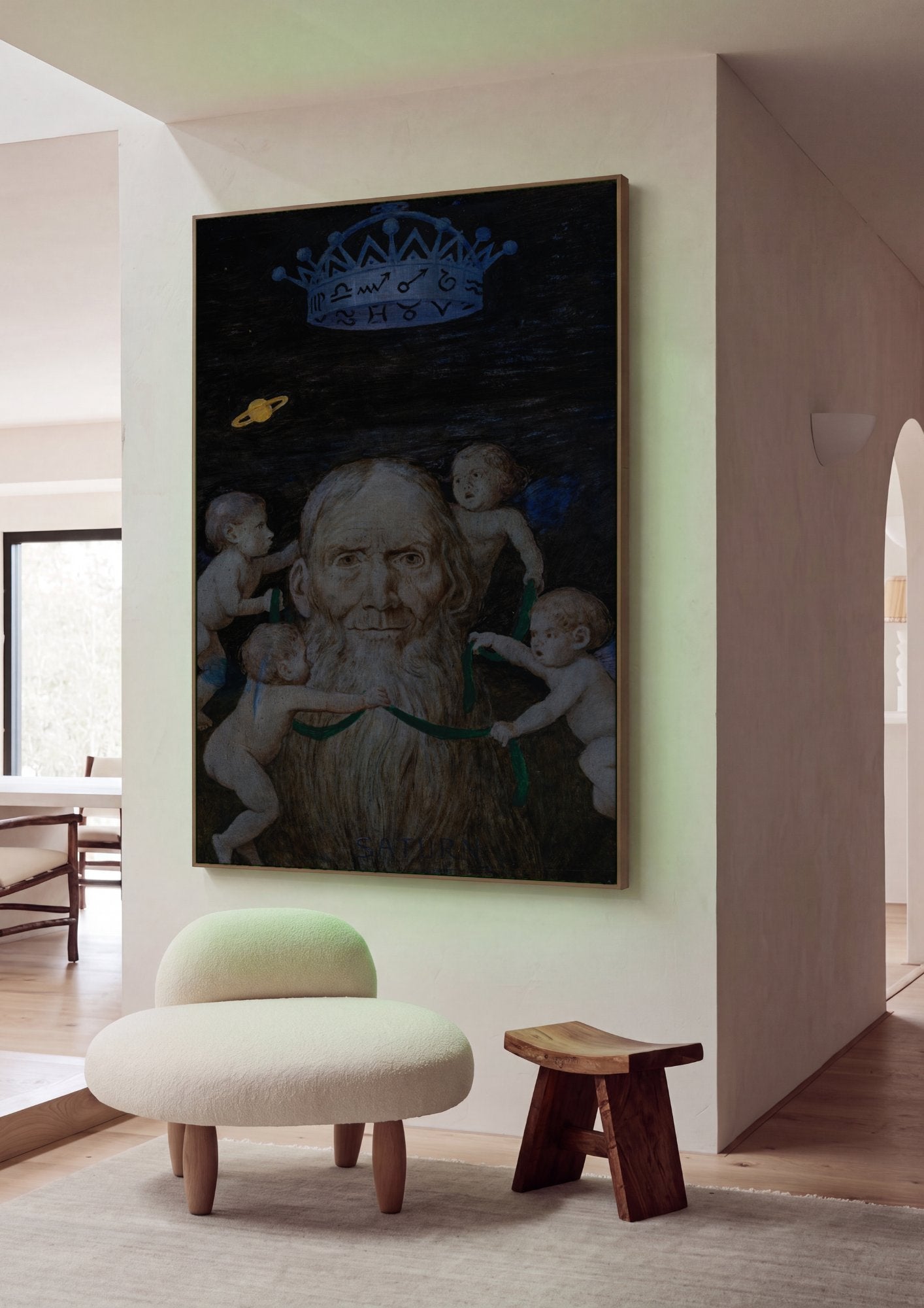 Quadro Decorativo 'Saturno' de Hans Thoma em ambiente decorado