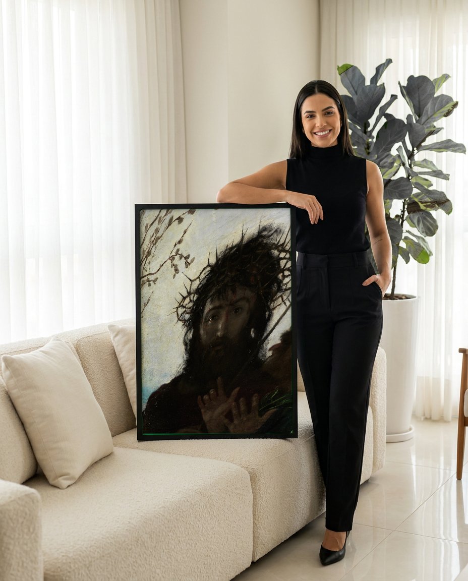 Quadro Decorativo Ecce Homo - Hans Thoma com modelo em ambiente