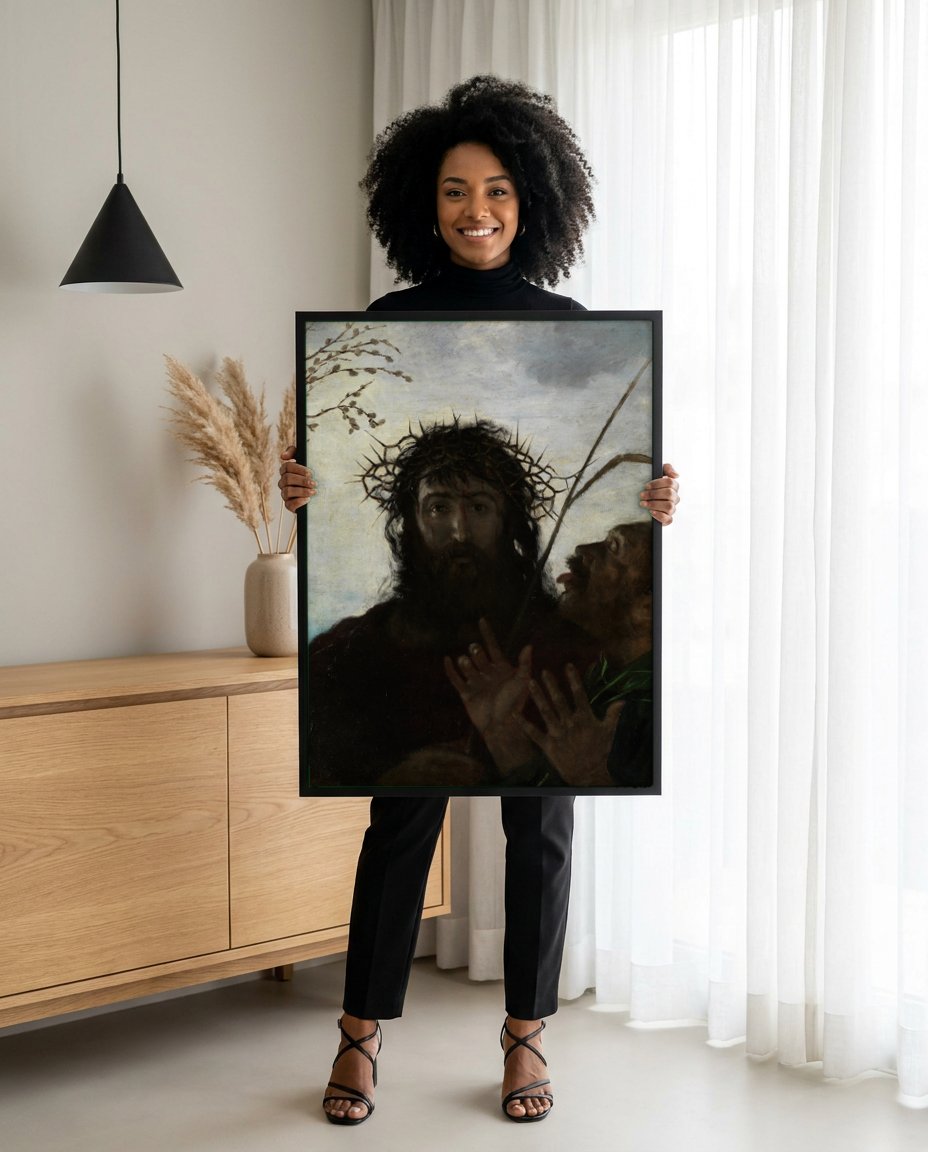 Quadro Decorativo Ecce Homo - Hans Thoma com modelo em ambiente