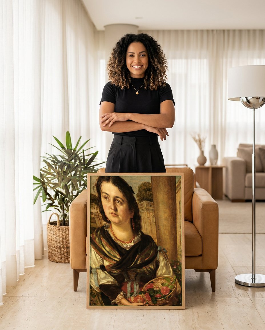 Quadro Decorativo A Italiana - Hans Thoma com modelo em ambiente