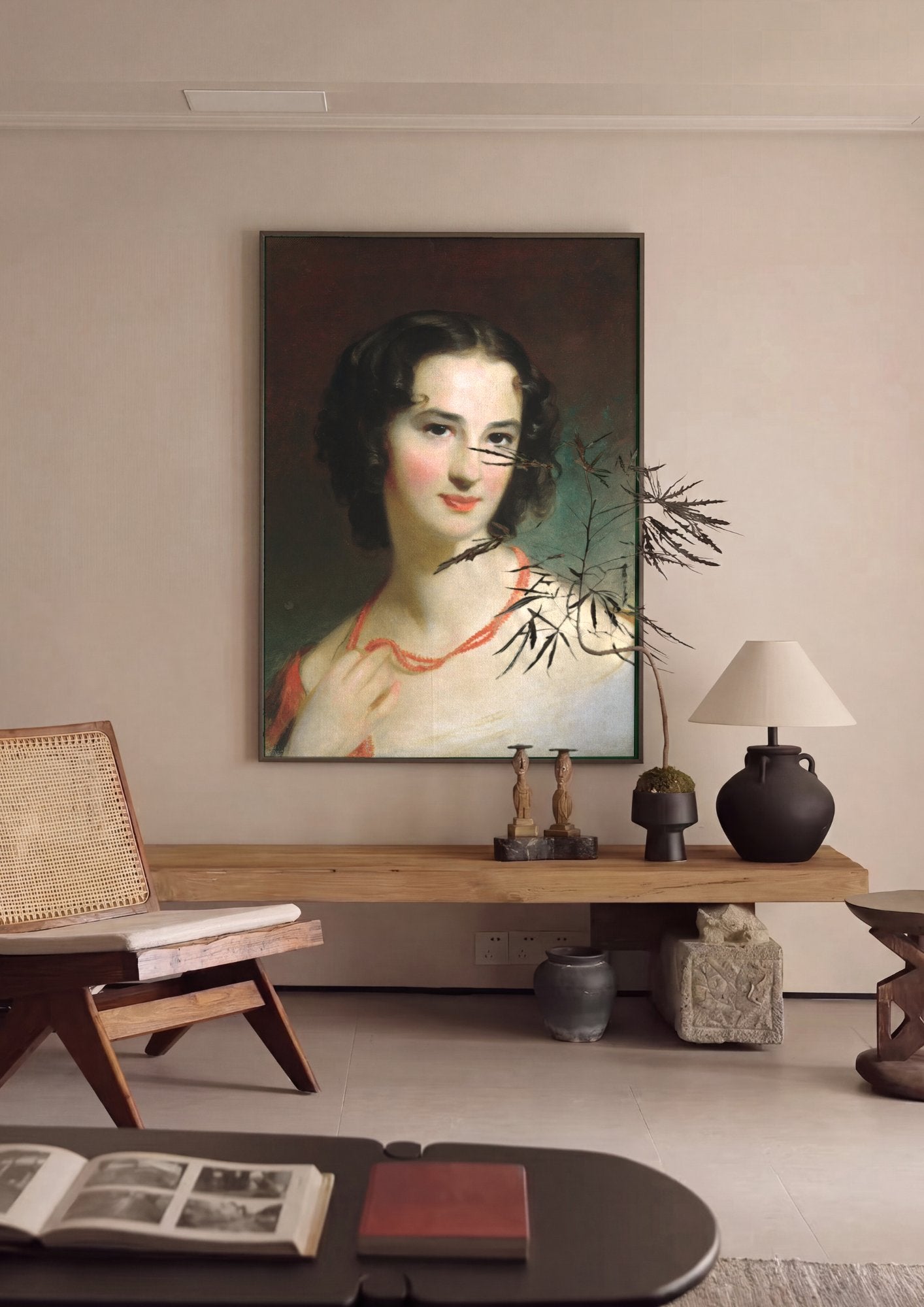 Quadro Decorativo Retrato Feminino - Thomas Sully em ambiente decorado