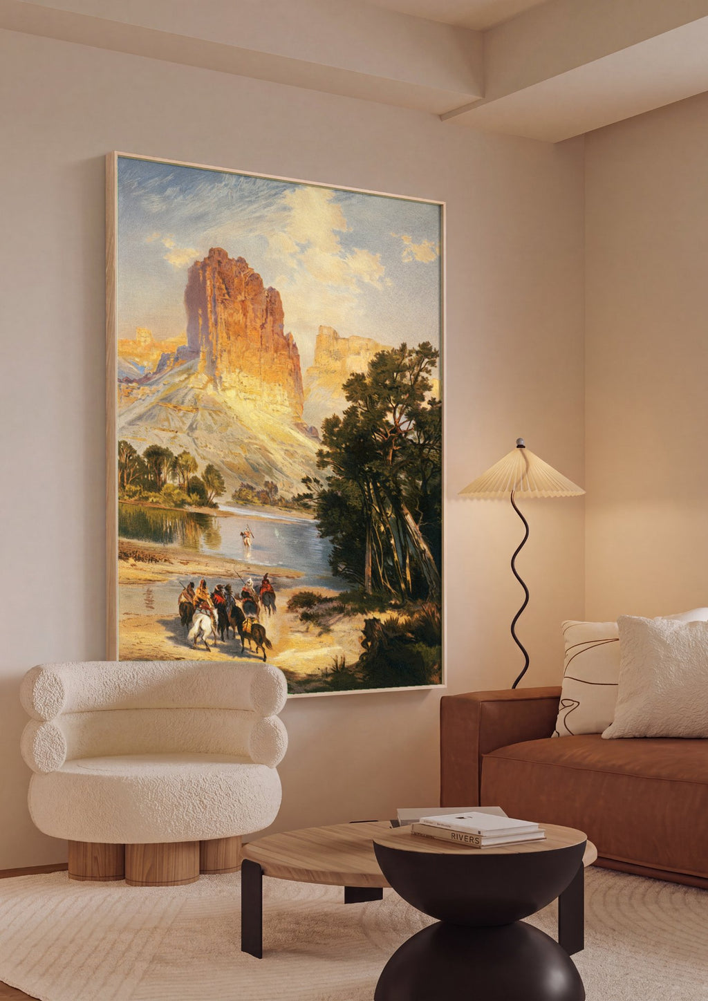 Quadro Decorativo A Chegada ao Rio - Thomas Moran em ambiente decorado