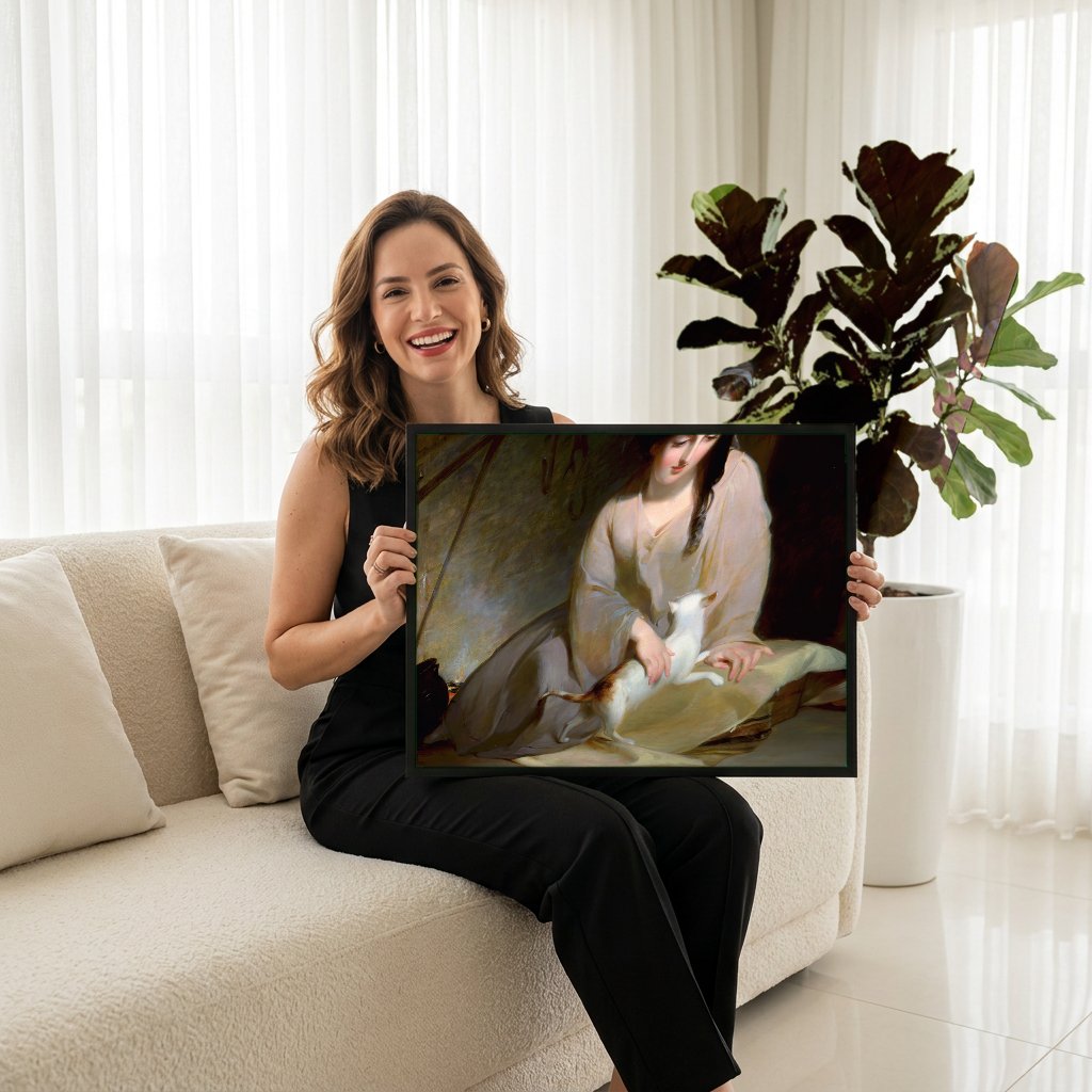 Quadro Decorativo Cinderela e Gato - Thomas Sully com modelo em ambiente