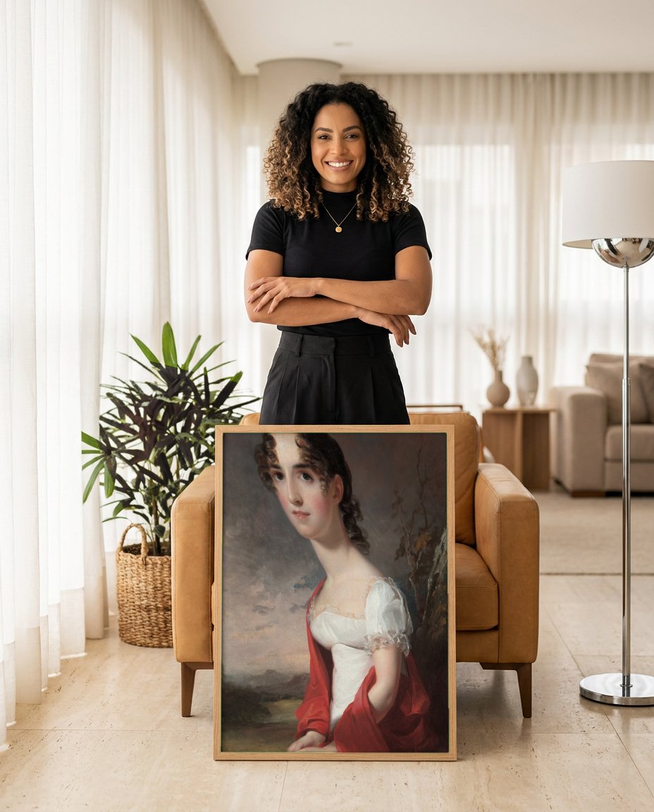 Quadro Decorativo: Retrato Feminino - Thomas Sully com modelo em ambiente