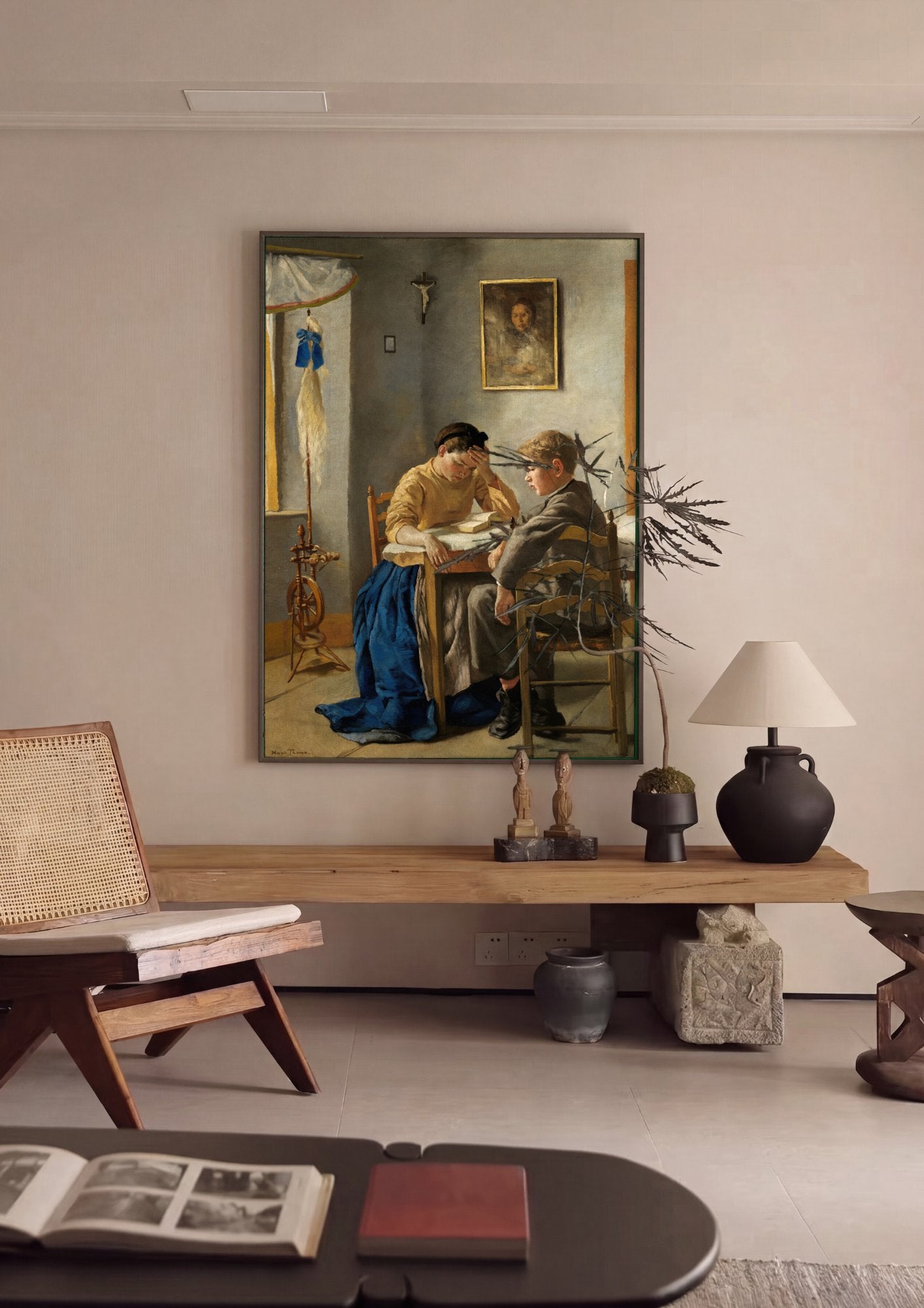 Quadro Decorativo Cena Íntima - Hans Thoma em ambiente decorado
