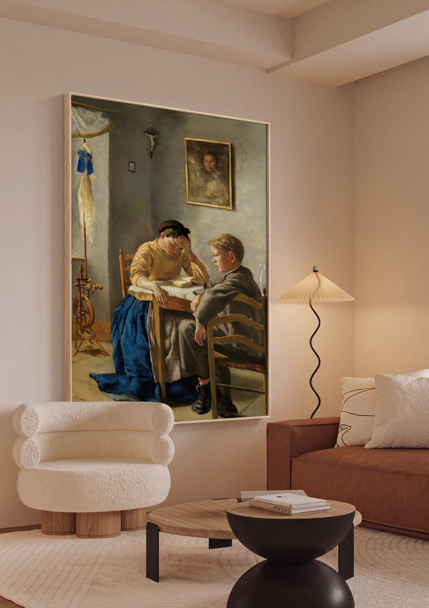 Quadro Decorativo Cena Íntima - Hans Thoma em ambiente decorado