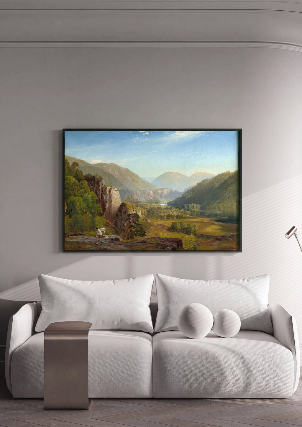 Quadro Decorativo Vale do Delaware - Thomas Moran em ambiente decorado