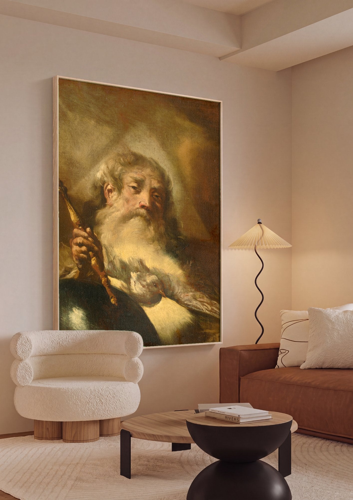 Quadro Decorativo Homem Barbudo com Pomba - Piazzetta em ambiente decorado