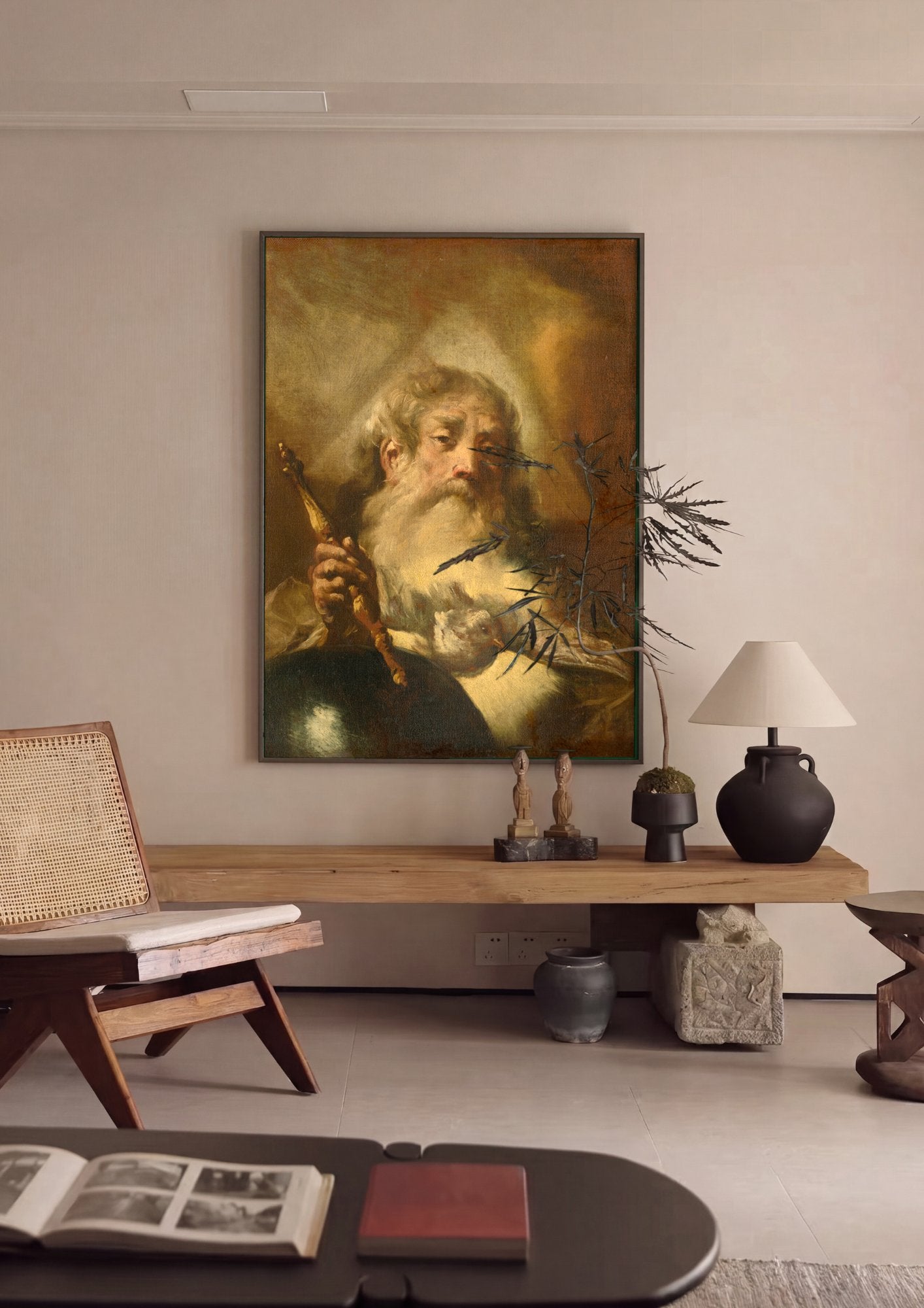 Quadro Decorativo Homem Barbudo com Pomba - Piazzetta em ambiente decorado