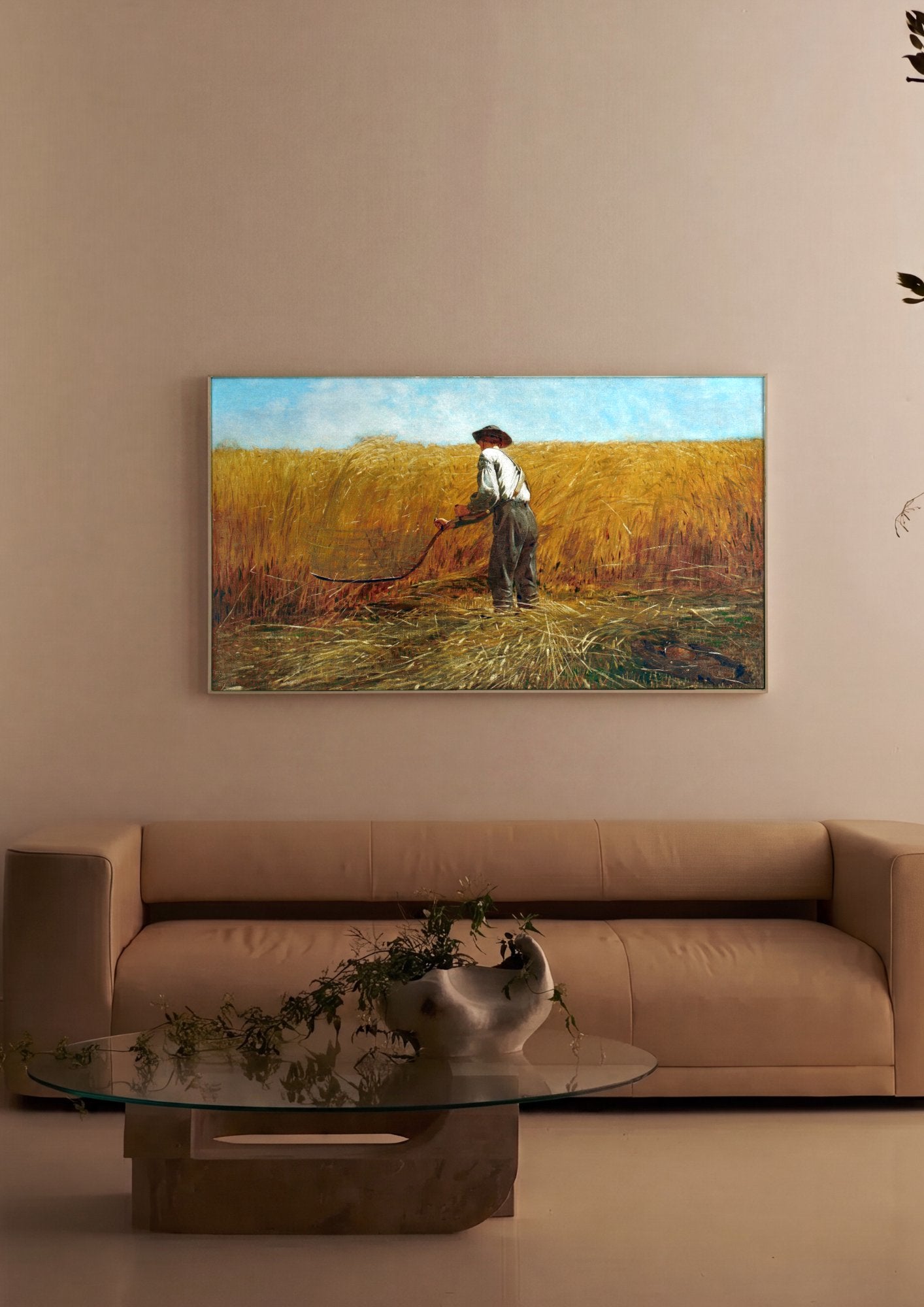 Quadro Decorativo O Segador - Winslow Homer em ambiente decorado