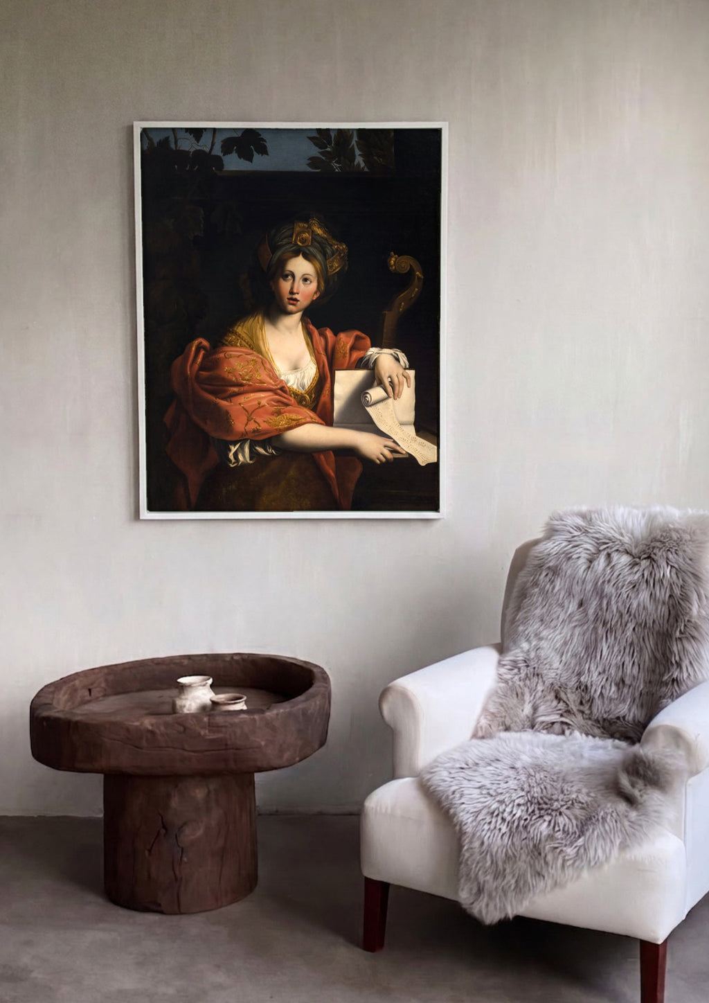 Quadro Decorativo A Sibila de Cumas - Domenichino em ambiente decorado