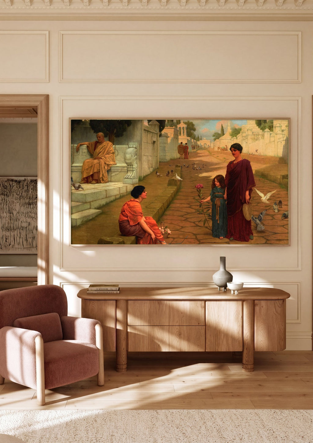 Quadro Decorativo A Day in Ancient Rome - John William Godward em ambiente decorado