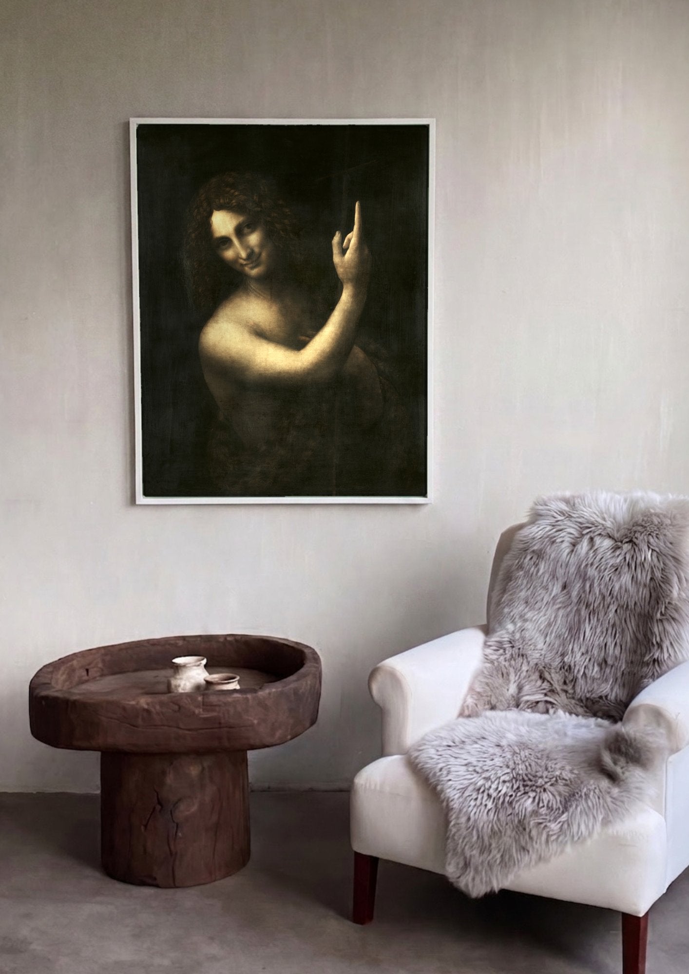 Quadro Decorativo São João Batista - Leonardo Da Vinci em ambiente decorado