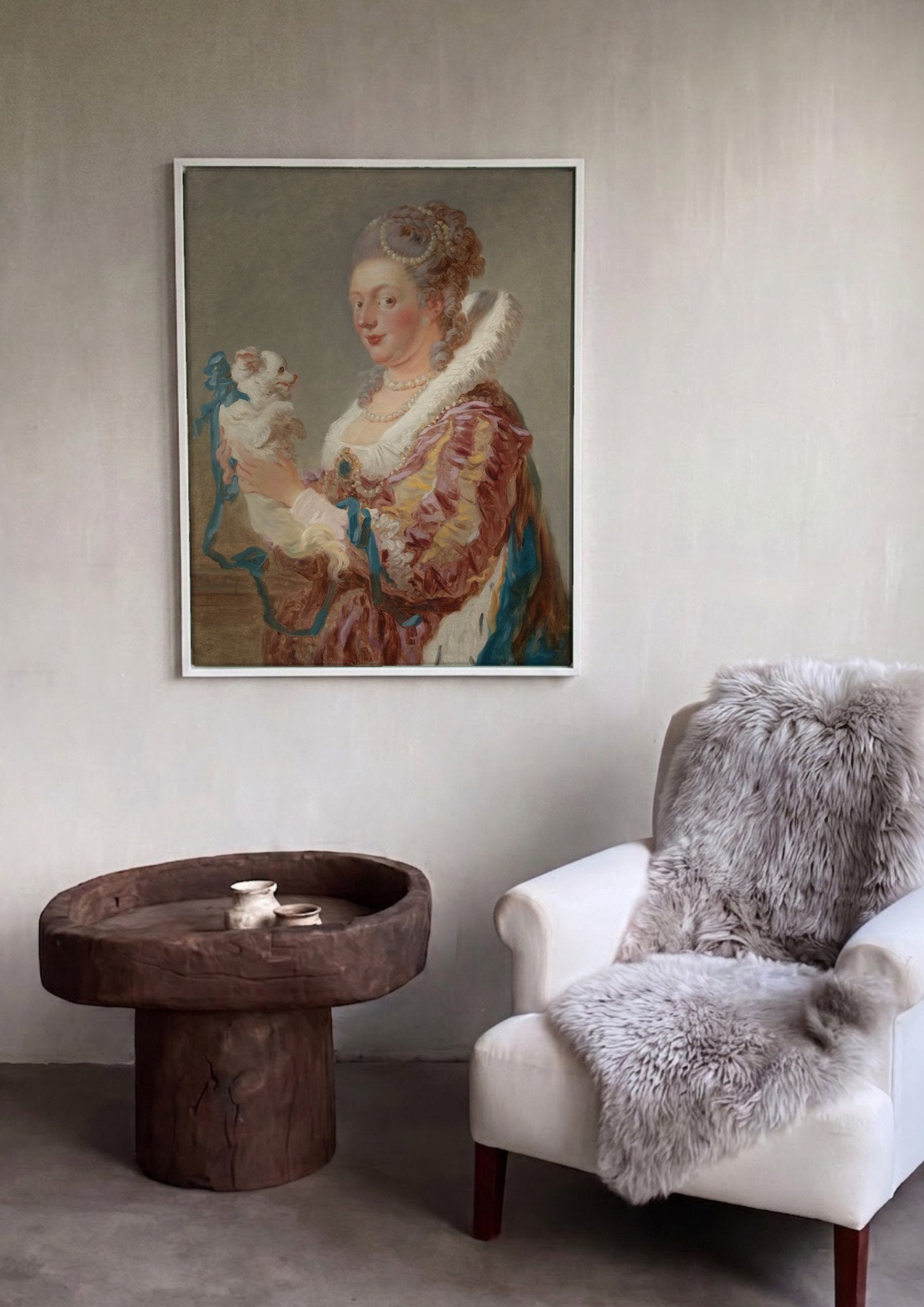 Quadro Decorativo A Dama e o Cao - Fragonard em ambiente decorado