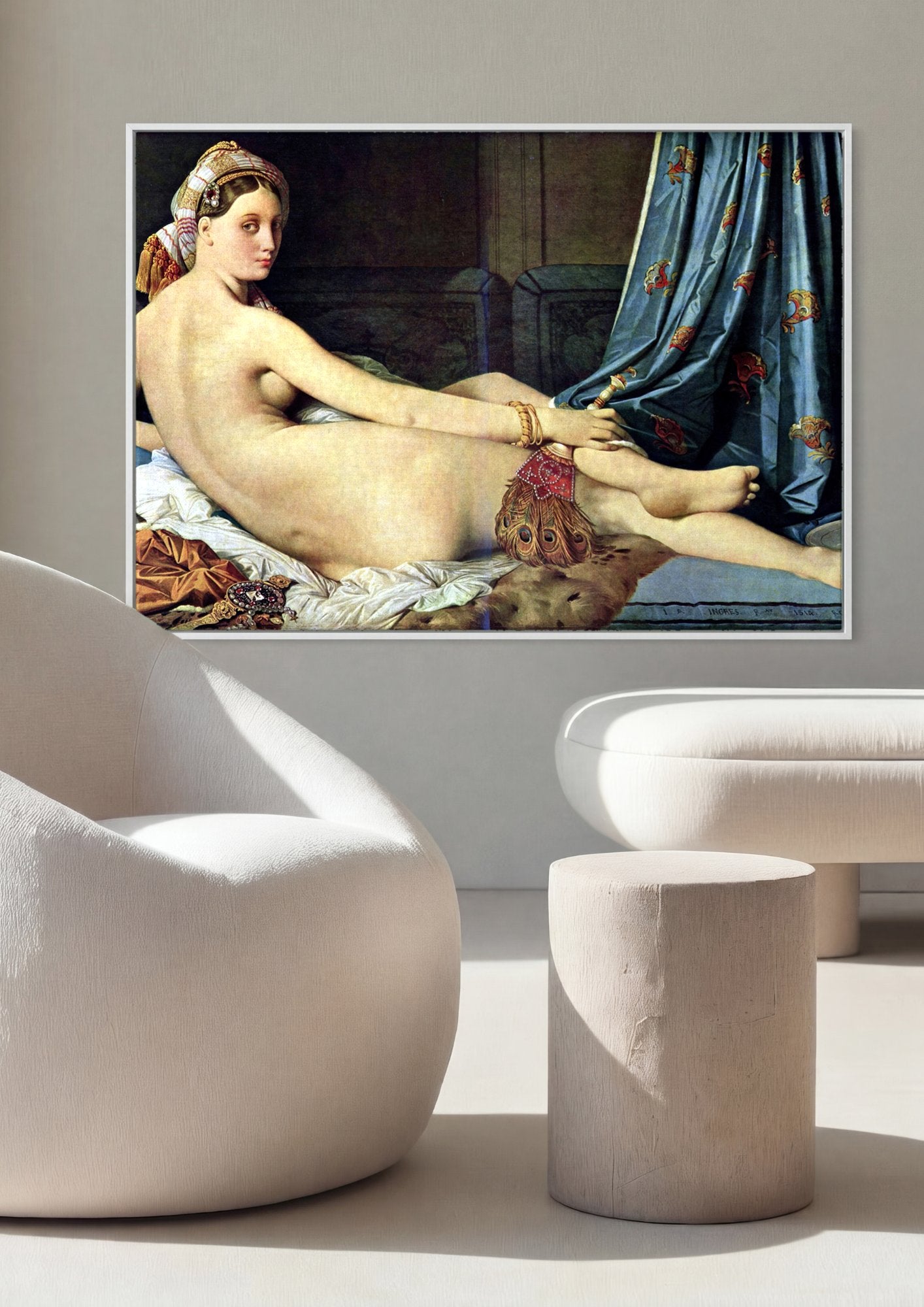 Quadro Decorativo Odalisca com Pantalonas Vermelhas - Ingres em ambiente decorado