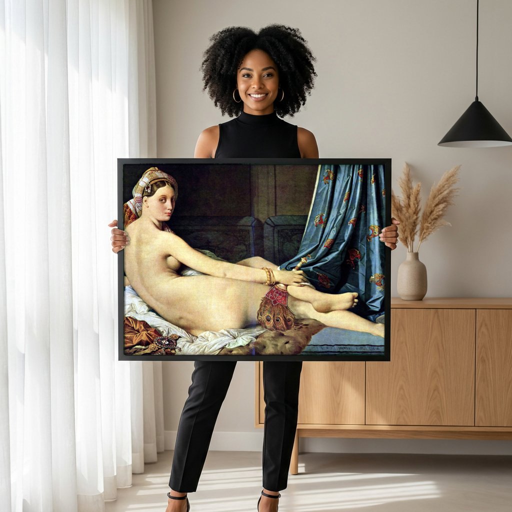 Quadro Decorativo Odalisca com Pantalonas Vermelhas - Ingres com modelo em ambiente