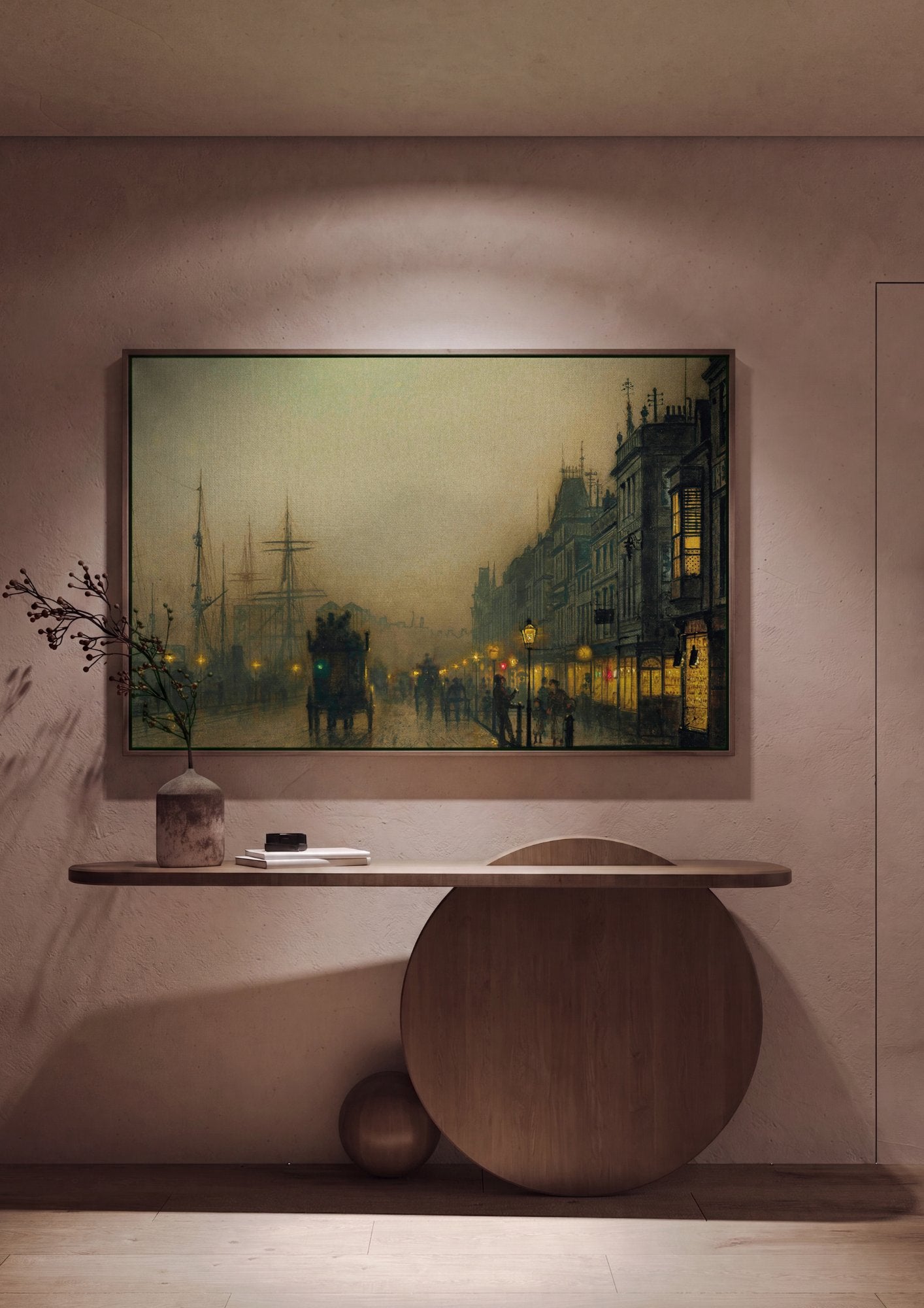 Quadro Decorativo Noite Nebulosa em Londres - J. A. Grimshaw em ambiente decorado